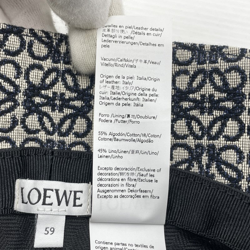 【中古品】【メンズ】 LOEWE ロエベ ANAGRAM JACQUARD BUCKET HAT K820HB1X07 アナグラムジャガード バケットハット 帽子 183-260720-ss-01-tei サイズ：59 カラー：ネイビー 万代Net店