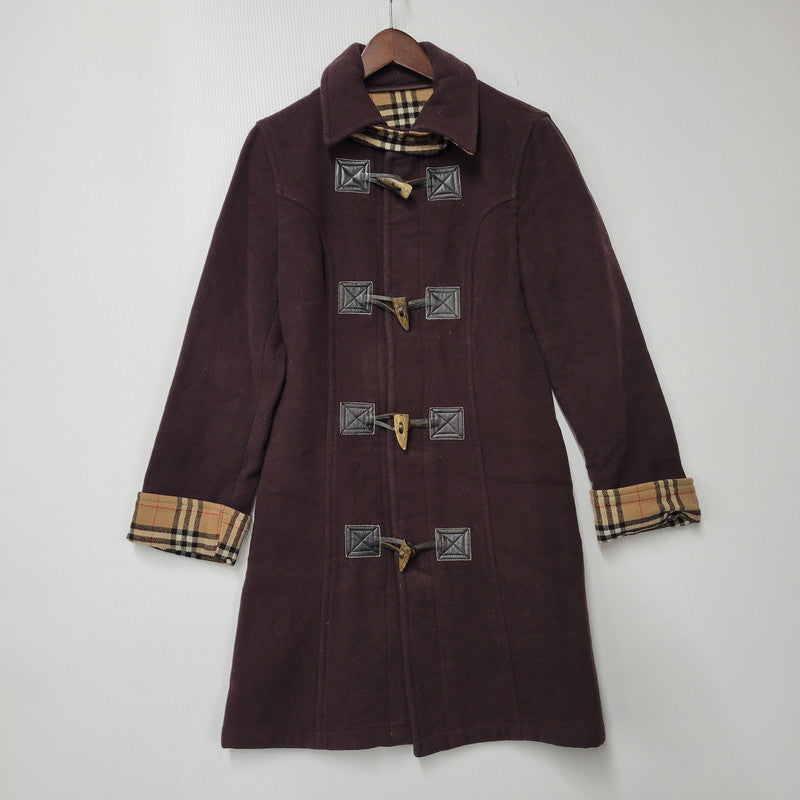 【中古品】【レディース】 BURBERRYS OF LONDON BLUE LABEL バーバリーオブロンドン ブルーレーベル FNF05-540 WOOL DUFFLE COAT ウール ダッフル コート アウター 168-261023-cs-12-izu サイズ：38 カラー：ブラウン 万代Net店