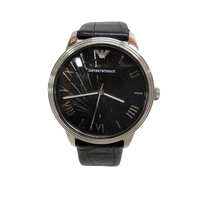 【中古品】【メンズ】 Emporio Armani エンポリオ・アルマーニ AR-1611 クオーツ 腕時計 197-240507-mk-14-izu カラー：シルバー×ブラック 万代Net店