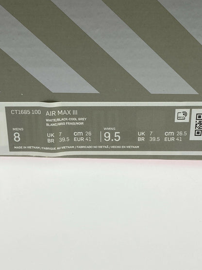 【現状渡し品】【メンズ】 NIKE ナイキ CT1685-100 AIR MAX III SNEAKER エアマックス スニーカー 160-231214-ab-77-min サイズ：26cm カラー：WHITE/BLACK-COOL GREY 万代Net店