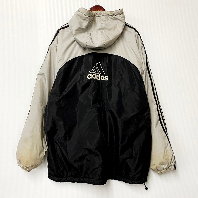 【中古品】【メンズ】 adidas アディダス 90’S NYLON HOODED JACKET 90年代 ナイロンフーデッドジャケット アウター 長袖 146-240824-ma-15-izu サイズ：XXL カラー：黒×グレー 万代Net店