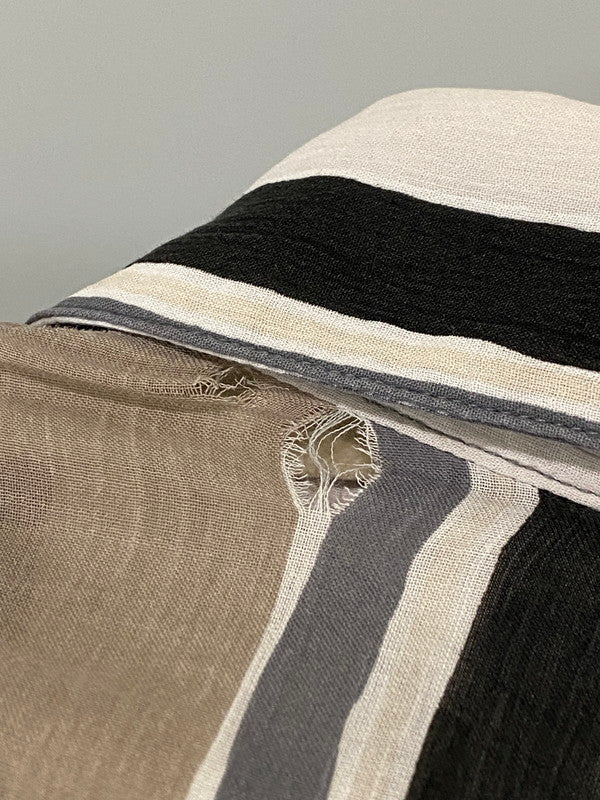 【中古品】【レディース】 agnes b. アニエスベー VINTAGE USED OLD SHIRT MADE IN FRANCE ストライプシャツ 長袖シャツ トップス 170-240808-yn-12-min サイズ：38 カラー：ブラウン/ベージュ/ブラック等 万代Net店