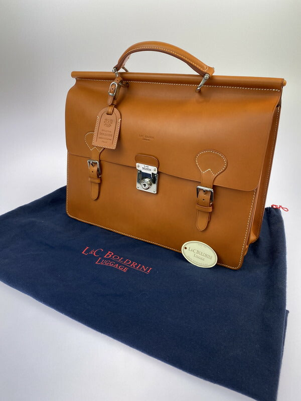 【LIFTる。景品】【中古美品】【メンズ/レディース】L&C BOLDRINI ボルドリーニ LEATHER BUSINESS BAG レザービジネスバッグ カバン 鞄 188-231228-ab-05-min カラー：ブラウン 万代Net店