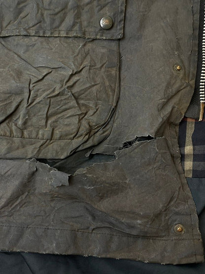 【ジャンク品】【メンズ】 BURBERRY バーバリー ENGLAND製 80S OILED HUNTING COAT オイルハンティングコート アウター 141-240209-ks-08-min カラー：ネイビー 万代Net店