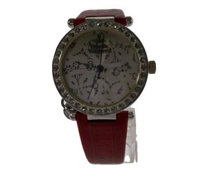 【中古品】【レディース】  Vivienne Westwood ヴィヴィアンウエストウッド VV006SLRD チャーム付きウォッチ  腕時計 197-240316-ab-12-min サイズ：ケース約縦3cm×横3cm、ベルト幅約1.5cm カラー：ケース：シルバー、ベルト：レッド 万代Net店