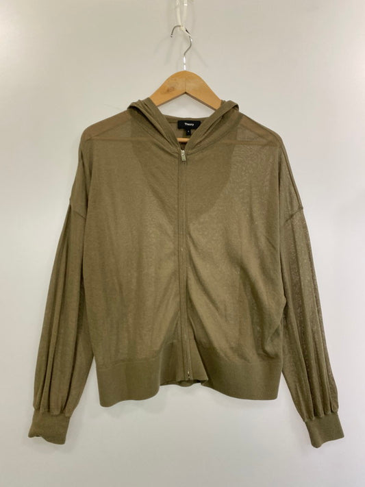 【中古品】【レディース】 theory セオリー 01-2203703-660-902 22SS SHEER COTTON 2 ZIP UP HOODIE コットンジップアップフーディ 170-241122-ks-06-min サイズ：S カラー：ブラウン系 万代Net店