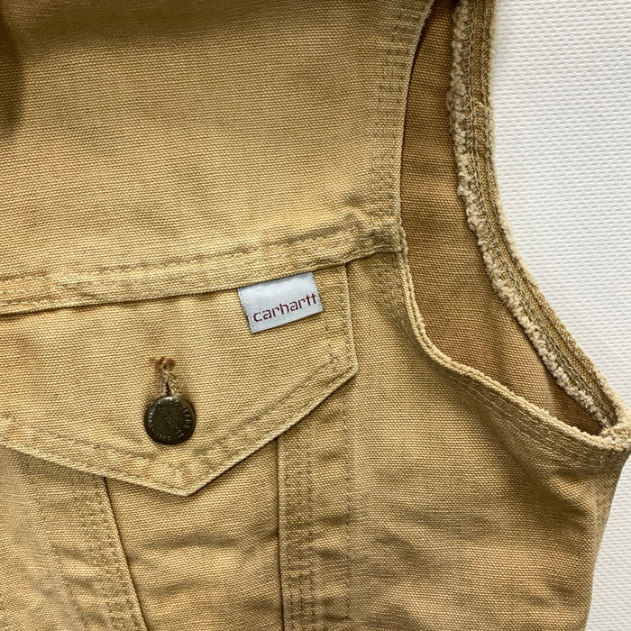 【中古品】【メンズ】 Carhartt カーハート 80s リメイク DUCK TRUCKER VEST ダックトラッカーベスト 古着 146-250224-gm-19-fuz サイズ：36 カラー：ベージュ 万代Net店