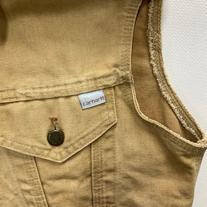 【中古品】【メンズ】 Carhartt カーハート 80s リメイク DUCK TRUCKER VEST ダックトラッカーベスト 古着 146-250224-gm-19-fuz サイズ：36 カラー：ベージュ 万代Net店