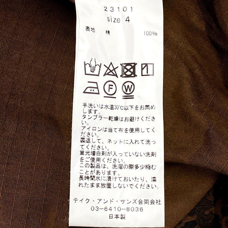 【中古品】【メンズ】 TAKE&SONS テイク アンド サンズ 23101 FISH BATIC SACK JACKET フィッシュ バティック サック ジャケットトップス アウター 144-250920-ya-04-izu サイズ：4 カラー：茶 万代Net店