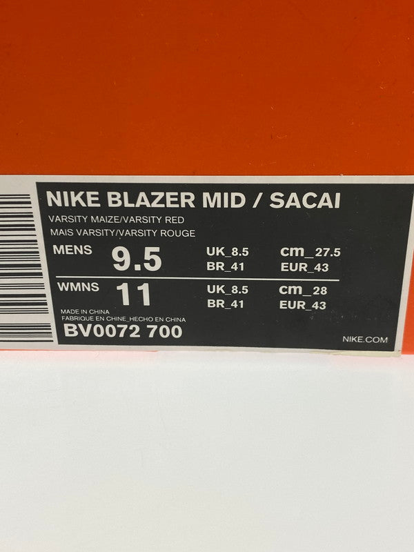 【中古品】【メンズ】 NIKE ナイキ ×SACAI サカイ BLAZER MID SACAI VARSITY MAIZE BV0072-700 ブレーザー ミッド サカイ バーシティーメイズ 160-250424-jt-05-min サイズ：US 9.5 27.5cm カラー：VARSITY MAIZE/VARSITY RED 万代Net店