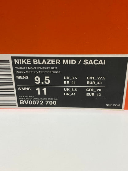 【中古品】【メンズ】 NIKE ナイキ ×SACAI サカイ BLAZER MID SACAI VARSITY MAIZE BV0072-700 ブレーザー ミッド サカイ バーシティーメイズ 160-250424-jt-05-min サイズ：US 9.5 27.5cm カラー：VARSITY MAIZE/VARSITY RED 万代Net店