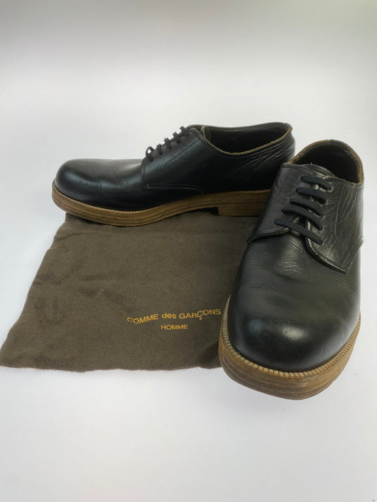 【中古品】【メンズ】 COMME des GARCONS コムデギャルソン ウッドソール プレーン トゥシューズ メンズ 靴 レースアップ シューズ 164-250914-em-55-min サイズ：27 カラー：ブラック 万代Net店