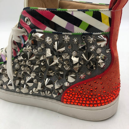 【現状渡し品】【メンズ】 Christian Louboutin クリスチャンルブタン REMIX FLAT PAT HI-CUT SNEAKER スタッズ レザー ハイカット スニーカー 靴 183-251217-ks-20-tei サイズ：41 カラー：マルチカラー 万代Net店