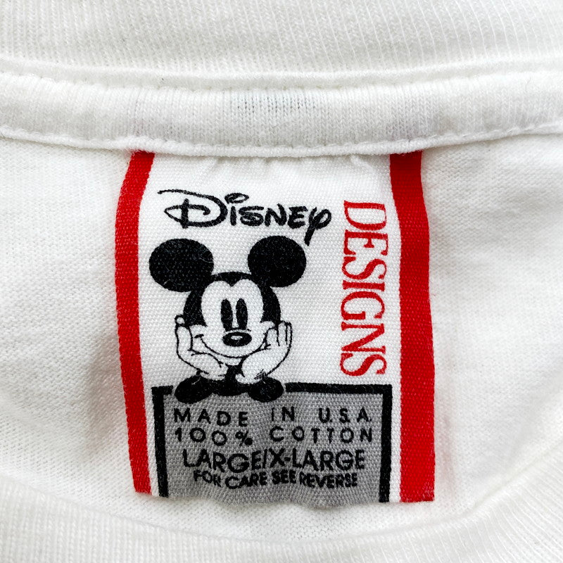 【中古品】【メンズ】  DISNEY DESIGNS 90S WALT DISNEY WORLD T-SHIRT ディズニーデザイン Tシャツ ラメデザイン 半袖 トップス 146-240628-ay-10-izu サイズ：L-XL カラー：ホワイト 万代Net店