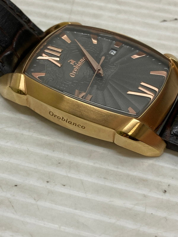 【中古品】【メンズ】 OROBIANCO オロビアンコ OR0079 RETANGORA クォーツ腕時計 197-250714-SS-3-min カラー：ブラウン 万代Net店