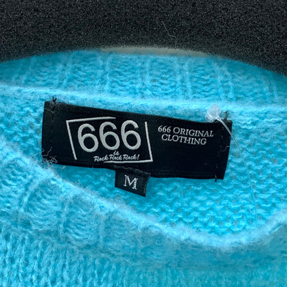 【中古品】【メンズ】 666 ORIGINAL CLOTHING モヘア混バイカラーニットセーター ブランド 古着 146-250224-gm-15-fuz サイズ：M カラー：ブルー レッド 万代Net店