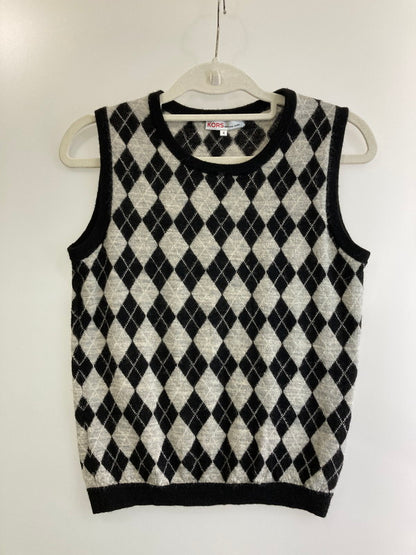 【中古品】【レディース】 Michael Kors マイケルコース KNIT VEST アーガイルアルパカ混ウールニットベスト トップス 170-240731-ks-21-min サイズ：4 カラー：グレー/ブラック 万代Net店