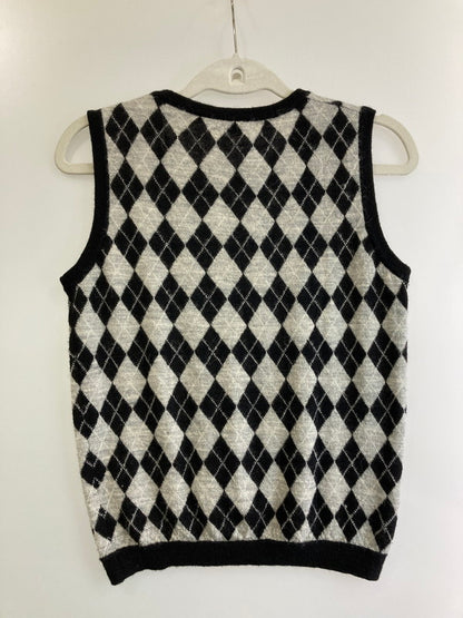 【中古品】【レディース】 Michael Kors マイケルコース KNIT VEST アーガイルアルパカ混ウールニットベスト トップス 170-240731-ks-21-min サイズ：4 カラー：グレー/ブラック 万代Net店