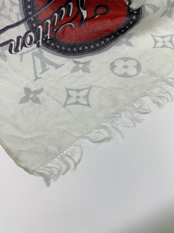 【LIFTる。景品】【中古品】【メンズ/レディース】 LOUIS VUITTON ルイ・ヴィトン MP2416 エトール モノグラム ロゴ ストール 179-230924-ab-22-min カラー：ホワイト系 万代Net店