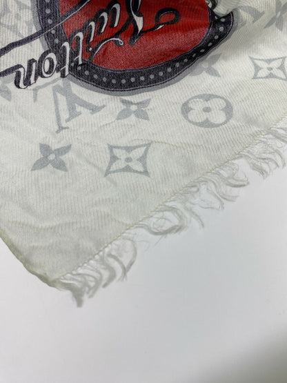 【LIFTる。景品】【中古品】【メンズ/レディース】 LOUIS VUITTON ルイ・ヴィトン MP2416 エトール モノグラム ロゴ ストール 179-230924-ab-22-min カラー：ホワイト系 万代Net店