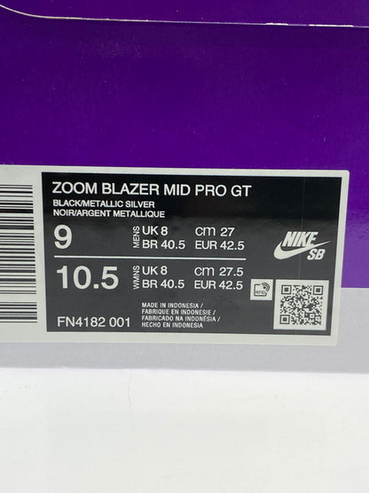 【中古美品】【メンズ】 NIKE SB ナイキエスビー GRANT TAYLOR グランド・テイラー BLAZER MID PRO GTFN4182-001 ブレーザー ミッド スニーカー 160-250424-jt-13-min サイズ：US 9 27.0cm カラー：BLACK/METALLIC 万代Net店