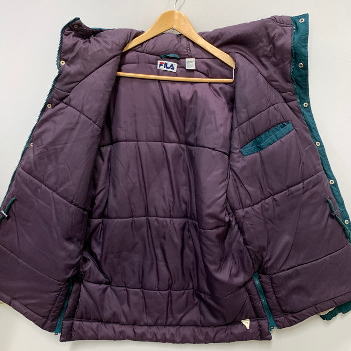 【中古品】【メンズ】 FILA フィラ PUFFER JACKET 中綿ジャケット アウター ブランド 古着 146-250224-gm-02-fuz サイズ：S カラー：グリーン 万代Net店