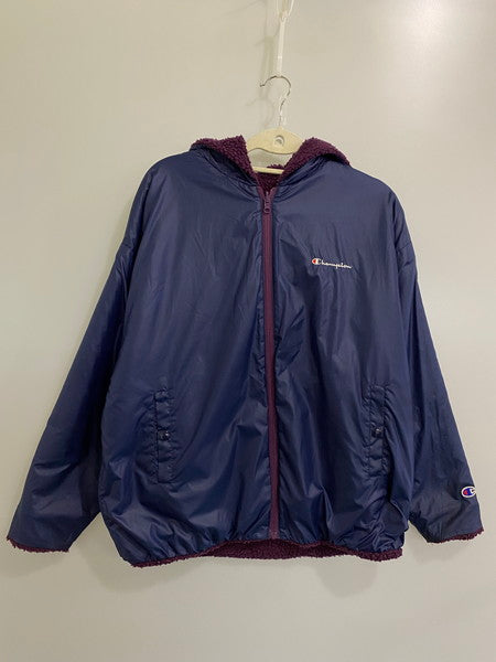 【中古品】【レディース】 X-girl エックスガール CHAMPION REVERSIBLE FULL ZIP HOODIE CWSQ610 チャンピオン リバーシブル フルジップ フーディー ボアジャケット アウター 169-241121-yn-04-min サイズ：S カラー：パープル/ネイビー 万代Net店