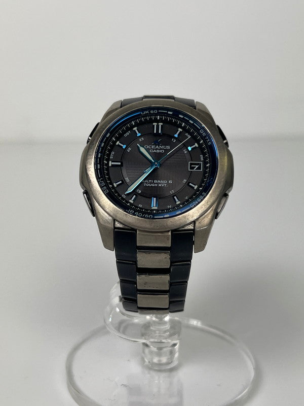 【現状渡し品】【メンズ】 CASIO カシオ OCEANUS CLASSIC LINE OCW-T100 オシアナス クラシックライン 電波ソーラー 腕時計 197-260612-kk-07-hon カラー：シルバー 万代Net店