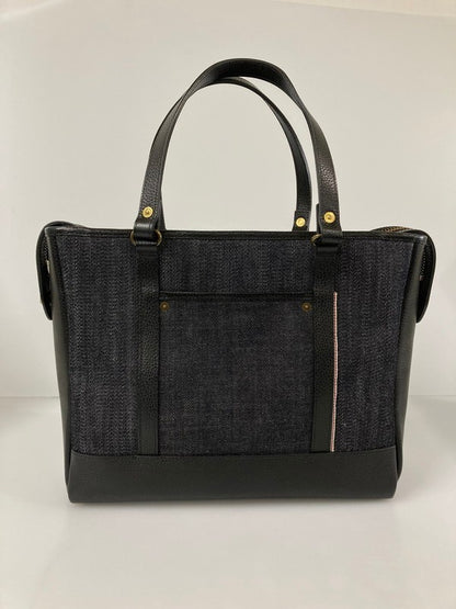 【LIFTる。景品】【中古美品】【メンズ】BEAD-YA TALONジッパー セルビッチデニム切替 本革サドルレザー極厚リベット トートバッグ カバン 鞄 188-240218-ab-01-min 万代Net店