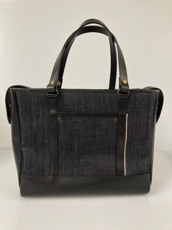 【LIFTる。景品】【中古美品】【メンズ】BEAD-YA TALONジッパー セルビッチデニム切替 本革サドルレザー極厚リベット トートバッグ カバン 鞄 188-240218-ab-01-min 万代Net店