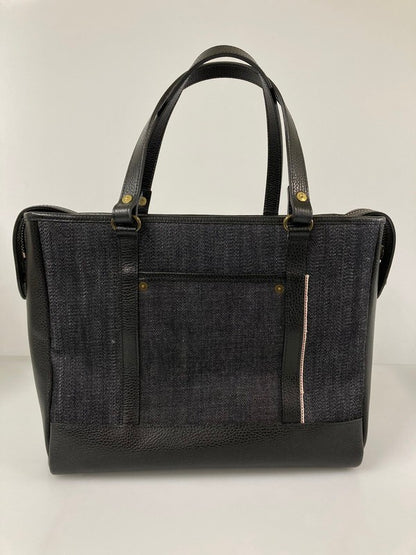 【LIFTる。景品】【中古美品】【メンズ】BEAD-YA TALONジッパー セルビッチデニム切替 本革サドルレザー極厚リベット トートバッグ カバン 鞄 188-240218-ab-01-min 万代Net店