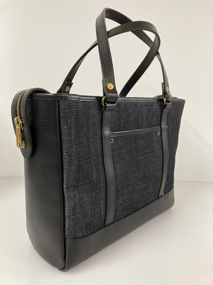 【LIFTる。景品】【中古美品】【メンズ】BEAD-YA TALONジッパー セルビッチデニム切替 本革サドルレザー極厚リベット トートバッグ カバン 鞄 188-240218-ab-01-min 万代Net店