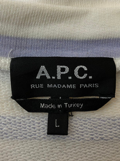 【中古品】【メンズ】 A.P.C. アーペーセー STRIPSE SWEATSHIRT ストライプ スウェットシャツ トレーナー 141-240210-yn-32-min サイズ：L カラー：ホワイト/パープル 万代Net店