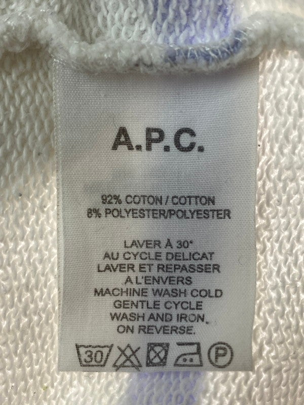 【中古品】【メンズ】 A.P.C. アーペーセー STRIPSE SWEATSHIRT ストライプ スウェットシャツ トレーナー 141-240210-yn-32-min サイズ：L カラー：ホワイト/パープル 万代Net店