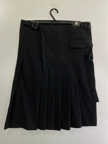 【中古品】【メンズ】 Yohji Yamamoto ヨウジヤマモト YOHJI YAMAMOTO POUR HOMME  ウールギャバジンキルトスカート 151-240617-cn-1-min サイズ：2 カラー：ブラック 万代Net店