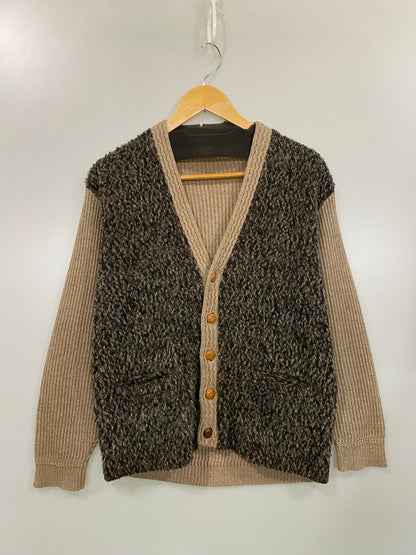 【現状渡し品】【メンズ】 JAPAN VINTAGE タイガ 地球印 日本製 身頃切替ニットカーディガン 146-251220-zi-06-min サイズ：不明 カラー：ライトブラウン/オリーブグリーン系 万代Net店