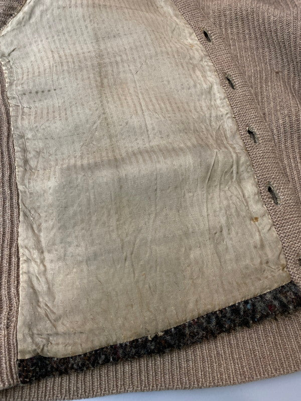 【現状渡し品】【メンズ】 JAPAN VINTAGE タイガ 地球印 日本製 身頃切替ニットカーディガン 146-251220-zi-06-min サイズ：不明 カラー：ライトブラウン/オリーブグリーン系 万代Net店