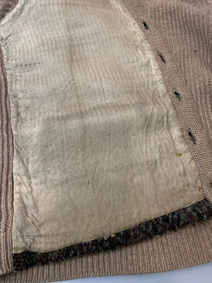 【現状渡し品】【メンズ】 JAPAN VINTAGE タイガ 地球印 日本製 身頃切替ニットカーディガン 146-251220-zi-06-min サイズ：不明 カラー：ライトブラウン/オリーブグリーン系 万代Net店