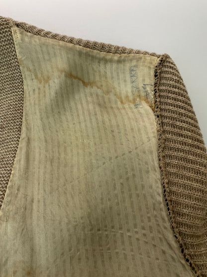 【現状渡し品】【メンズ】 JAPAN VINTAGE タイガ 地球印 日本製 身頃切替ニットカーディガン 146-251220-zi-06-min サイズ：下記参照 カラー：ライトブラウン/オリーブグリーン系 万代Net店