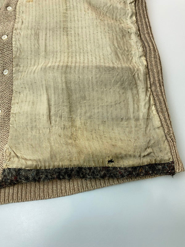 【現状渡し品】【メンズ】 JAPAN VINTAGE タイガ 地球印 日本製 身頃切替ニットカーディガン 146-251220-zi-06-min サイズ：不明 カラー：ライトブラウン/オリーブグリーン系 万代Net店