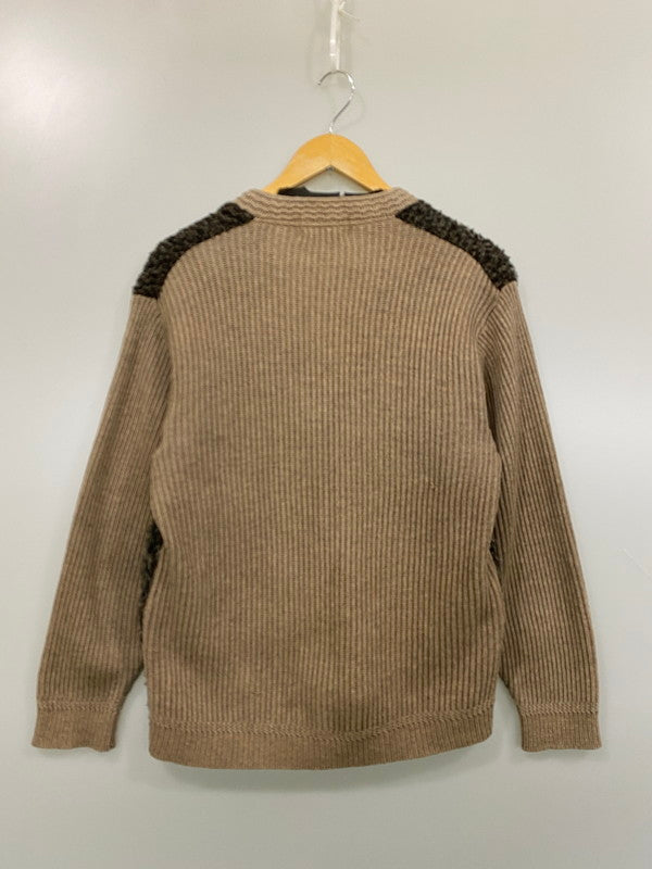 【現状渡し品】【メンズ】 JAPAN VINTAGE タイガ 地球印 日本製 身頃切替ニットカーディガン 146-251220-zi-06-min サイズ：不明 カラー：ライトブラウン/オリーブグリーン系 万代Net店
