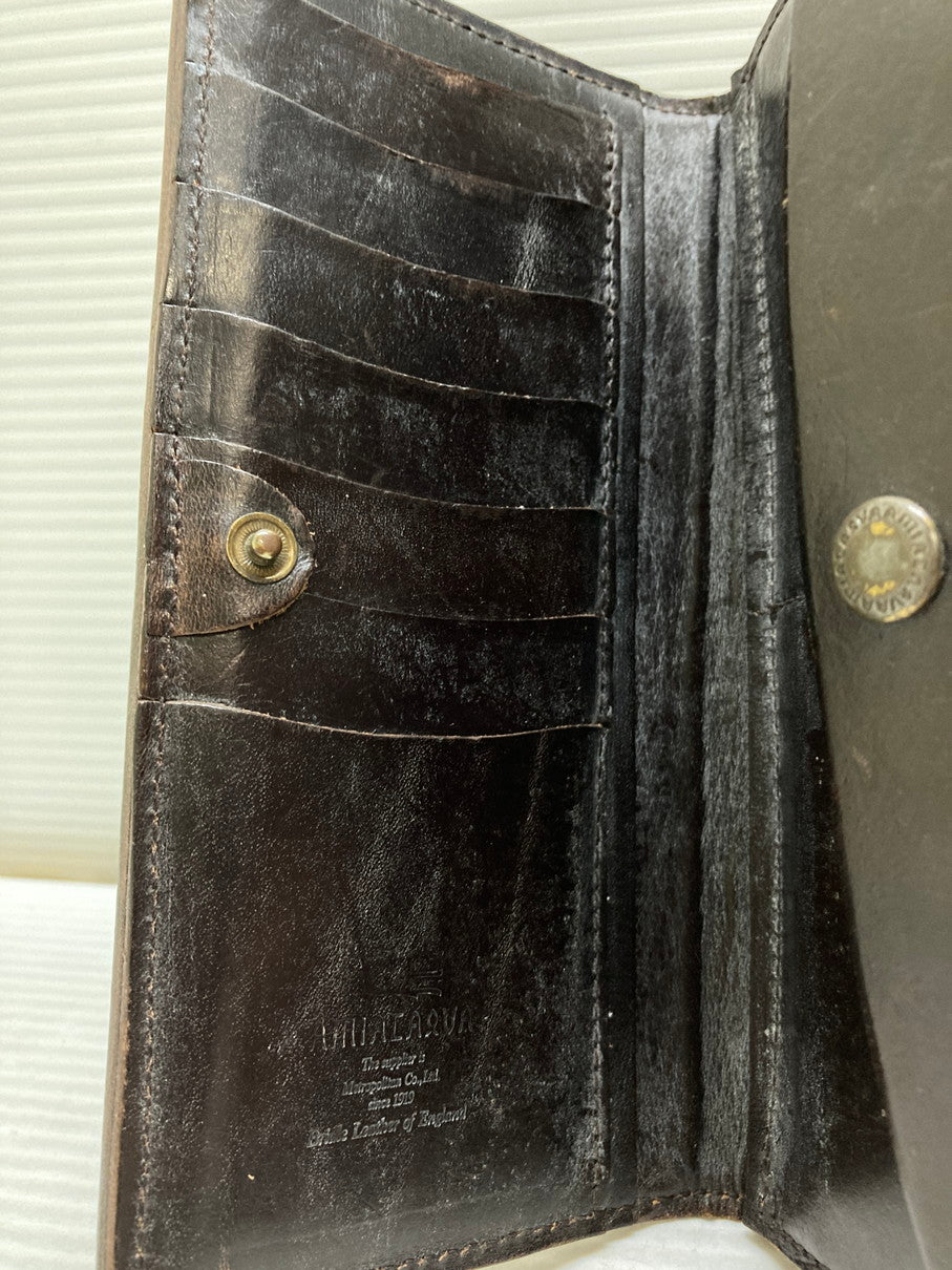 【現状渡し品】【メンズ】 AMIACALVA アミアカルヴァ ブライドルレザー ロングウォレット 長財布 本体のみ 200-250625-cn-9-min カラー：ダークブラウン 万代Net店