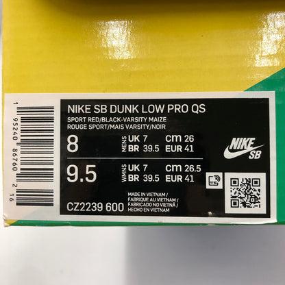 【中古美品】【メンズ】 NIKE ナイキ NIKE SB ナイキ スケートボーディング DUNK LOW PRO QS WHAT THE P-ROD CZ2239-600 ダンク ロー プロ クイックストライク ホワット ザ P-ロッド スニーカー 靴 160-250606-kk-08-tei カラー：SPORT RED/BLACK-VARSITY MAIZE 万代Net店