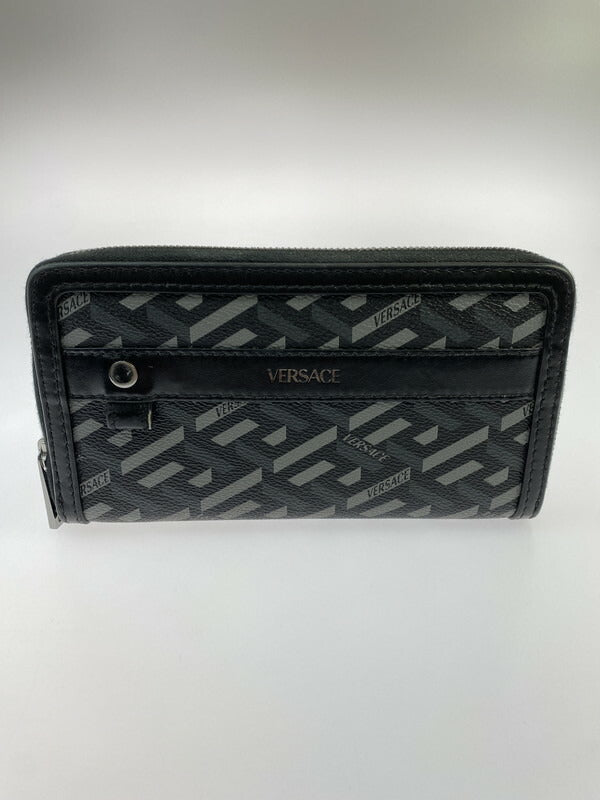 【中古品】【メンズ】 VERSACE ヴェルサーチ ラ グレカ シグネチャー ラウンドファスナー 181-231101-me-23-min カラー：ブラック 万代Net店