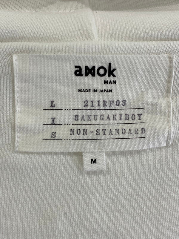 【中古品】【メンズ】 amok PRINT PULLOVER HOODIE 211RF03 アモク プリント プルオーバー フーディー パーカー 140-230930-yn-03-min サイズ：M カラー：ホワイト 万代Net店