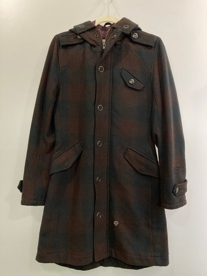 【中古品】【レディース】 G-STAR RAWジースターロゥ WOOL PARKA WMNS ウール パーカー コート アウター 169-241121-cn-10-min サイズ：S カラー：ダークブラウン/ブラック/チェック柄 万代Net店
