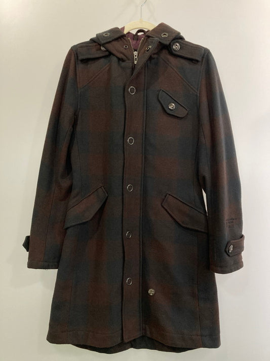 【中古品】【レディース】  G-STAR RAWジースターロゥ WOOL PARKA WMNS ウール パーカー コート アウター 169-241121-cn-10-min サイズ：S カラー：ダークブラウン/ブラック/チェック柄 万代Net店