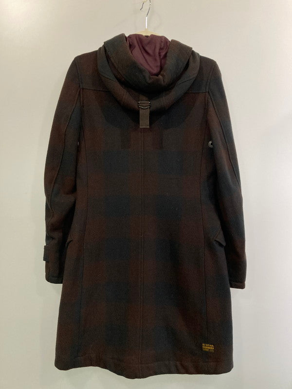 【中古品】【レディース】  G-STAR RAWジースターロゥ WOOL PARKA WMNS ウール パーカー コート アウター 169-241121-cn-10-min サイズ：S カラー：ダークブラウン/ブラック/チェック柄 万代Net店