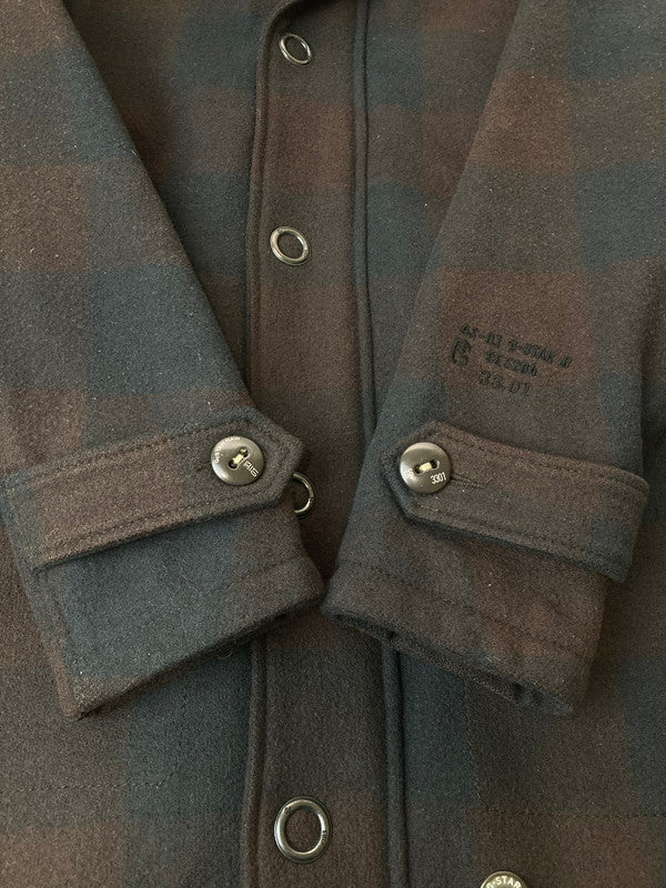 【中古品】【レディース】 G-STAR RAWジースターロゥ WOOL PARKA WMNS ウール パーカー コート アウター 169-241121-cn-10-min サイズ：S カラー：ダークブラウン/ブラック/チェック柄 万代Net店