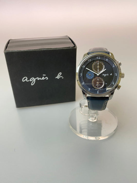 【現状渡し品】【メンズ】 agnes b. アニエスベー CHRONOGRAPH WRIST WATCH V172-0AW0 クロノグラフ リストウォッチ ソーラークォーツ 腕時計 197-260222-kk-40-min カラー：シルバー 万代Net店